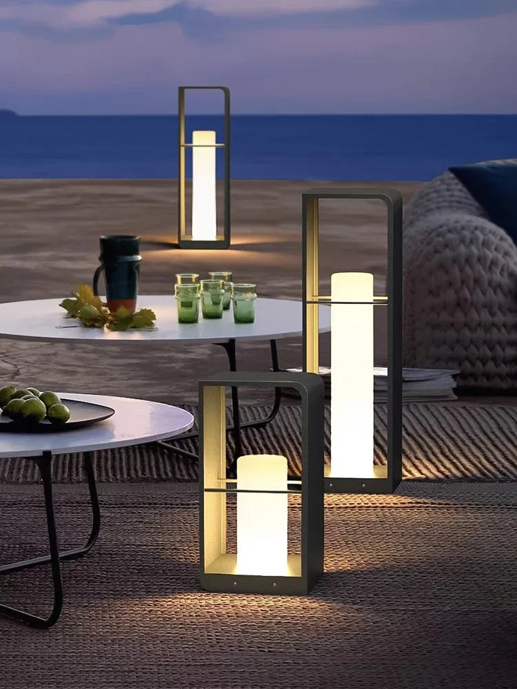 Premium Gartenleuchte in Marmoroptik - Warmweiß