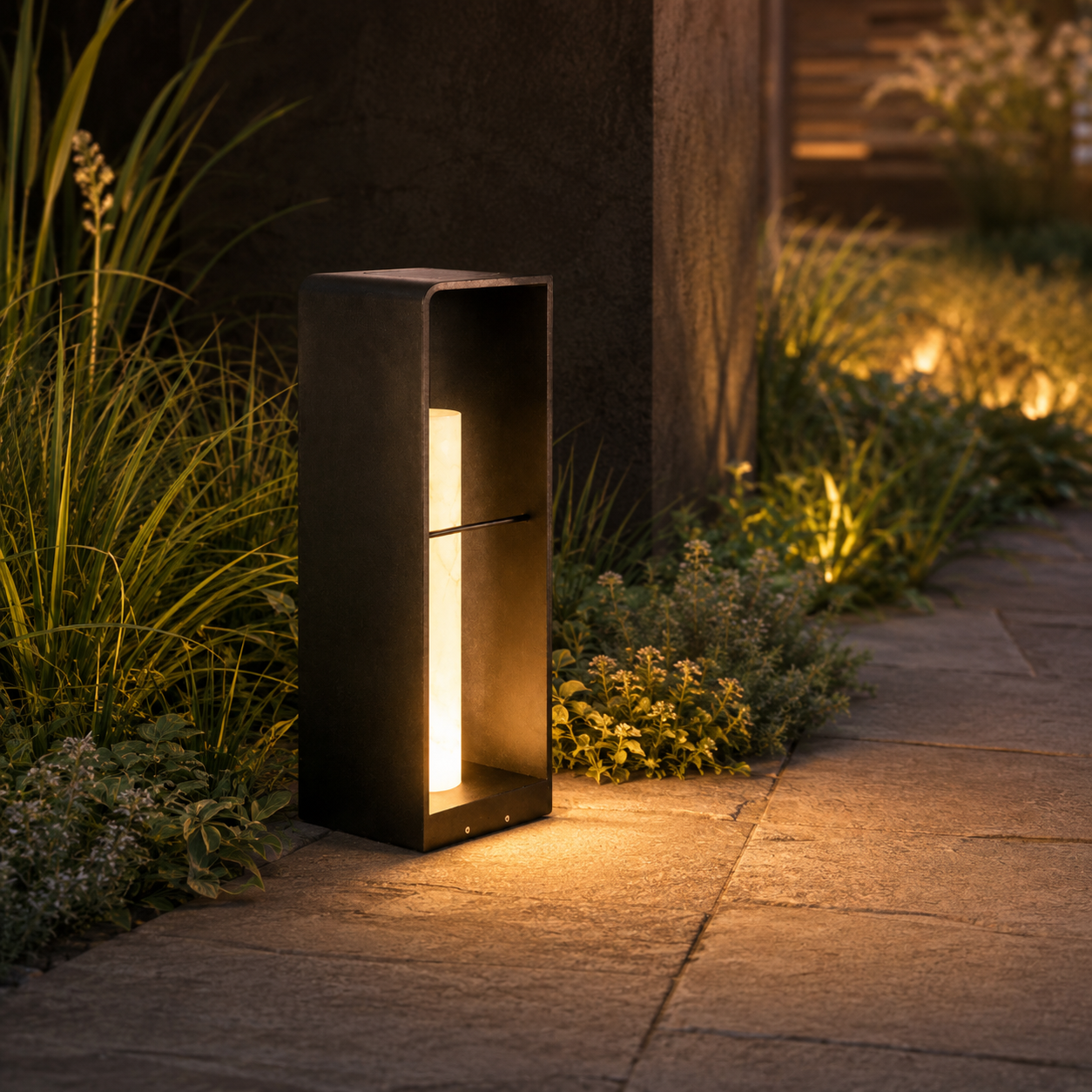 Außen-Gartenleuchte Marmoroptik Warmweiß – Norye